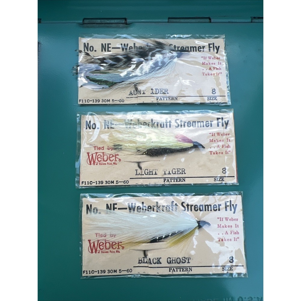 Vintage Weberkraft Streamer Fly, Set Of 3. Sz. 8